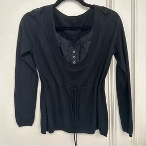 Tina Gia Black Silk Sweater Pullover Size L Designer Long Sleeve Sweater Blouse